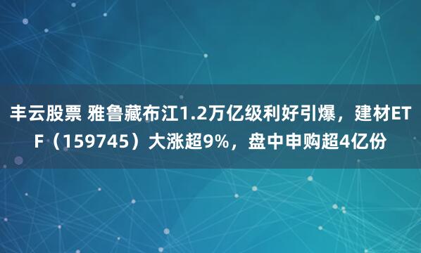 丰云股票 雅鲁藏布江1.2万亿级利好引爆，建材ETF（159745）大涨超9%，盘中申购超4亿份