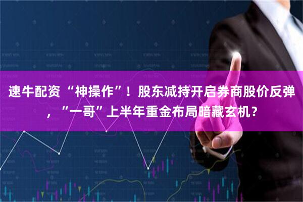 速牛配资 “神操作”！股东减持开启券商股价反弹，“一哥”上半年重金布局暗藏玄机？